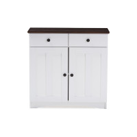 Baxton Studio DR 883400-White/Wenge Lauren Two-Tone Buffet Kitchen Cabinet with Two Doors and Drawers